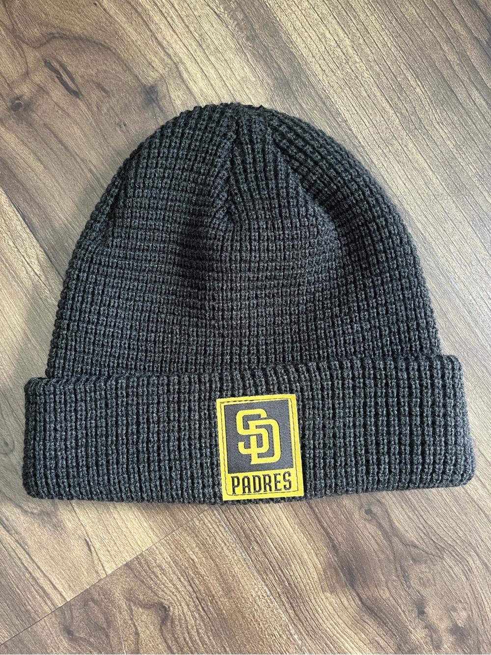 Dark Brown San Diego Padres Waffle Knit Beanie with Yellow Patch